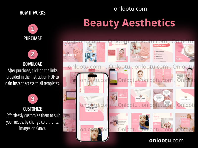Beauty Aesthetics Template Kit Canva Pack Aesthetics
