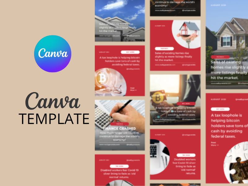 Instagram Finance Templates Bundle Story and Post red theme