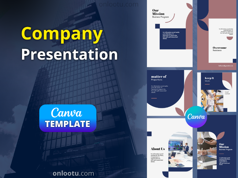 Company Presentation Templates Bundle (Mauve and Blue color)