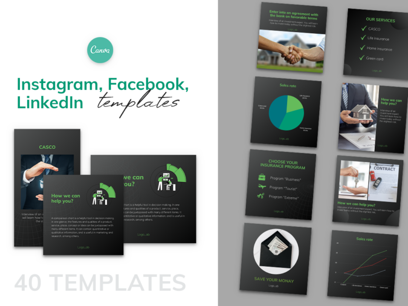 Finance Templates Bundle Instagram, Facebook and Linkedin